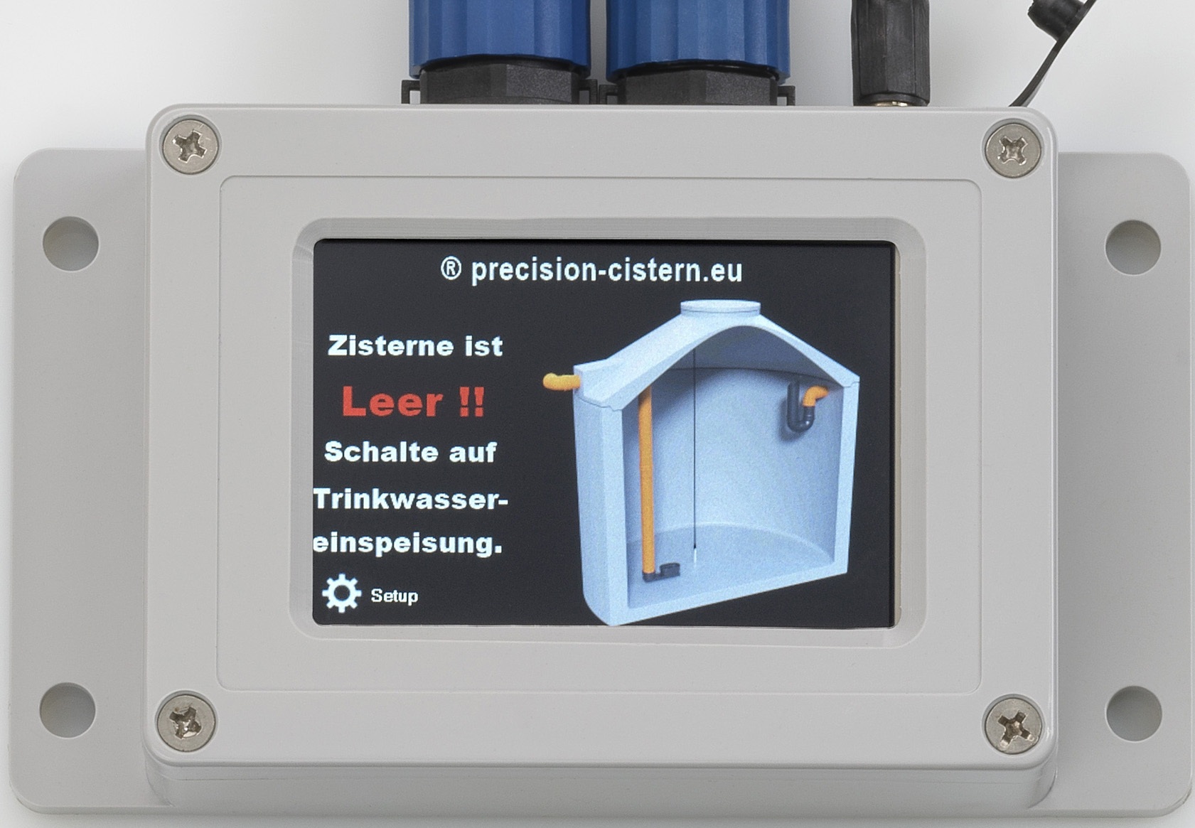 Zisti 231 Touch-Display zeigt Wasserstand und Füllmenge in Echtzeit